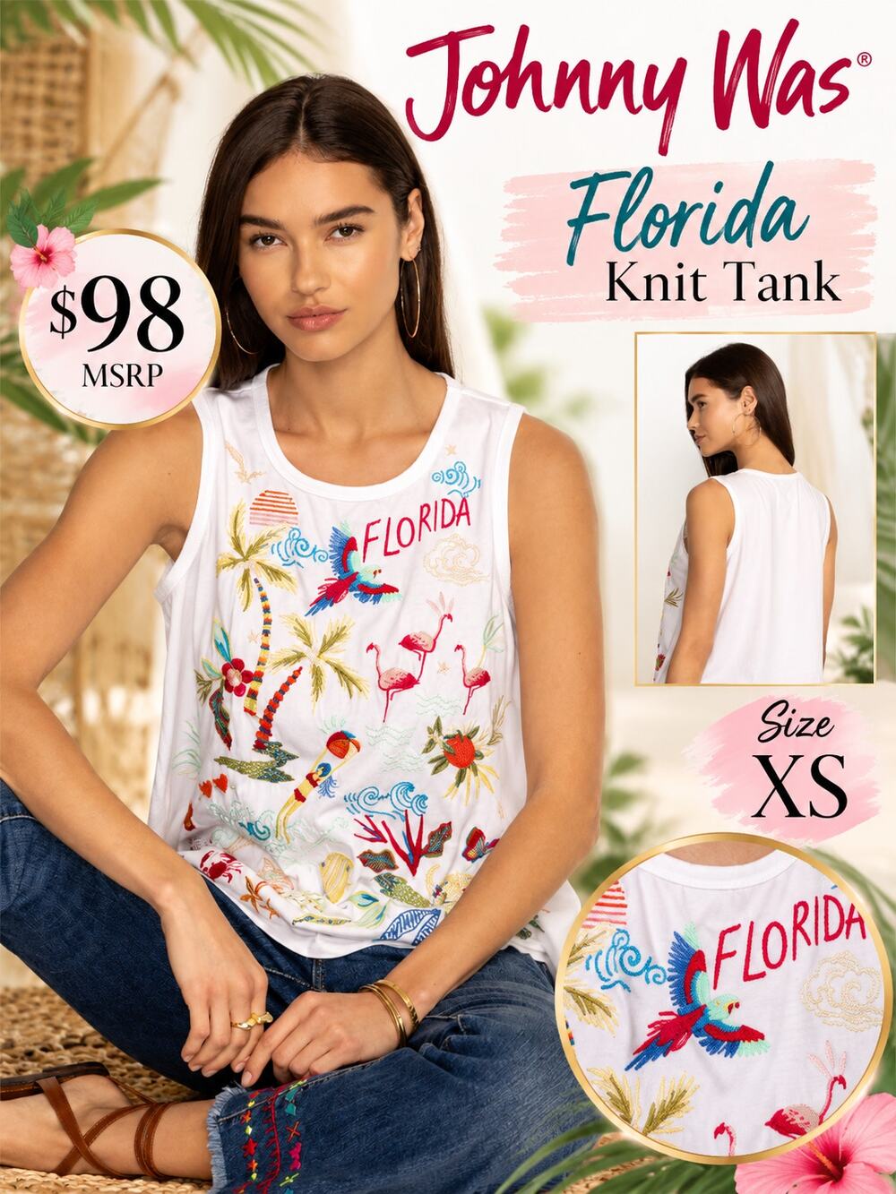 Johnny Was $98 Florida Knit Tank Size XS